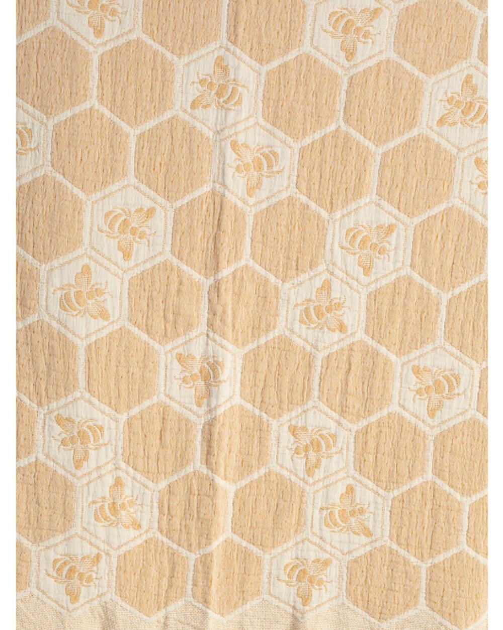 Gold Bumblebee Honeycomb Throw Blanket 50x70 Cotton Made in Portugal NEW